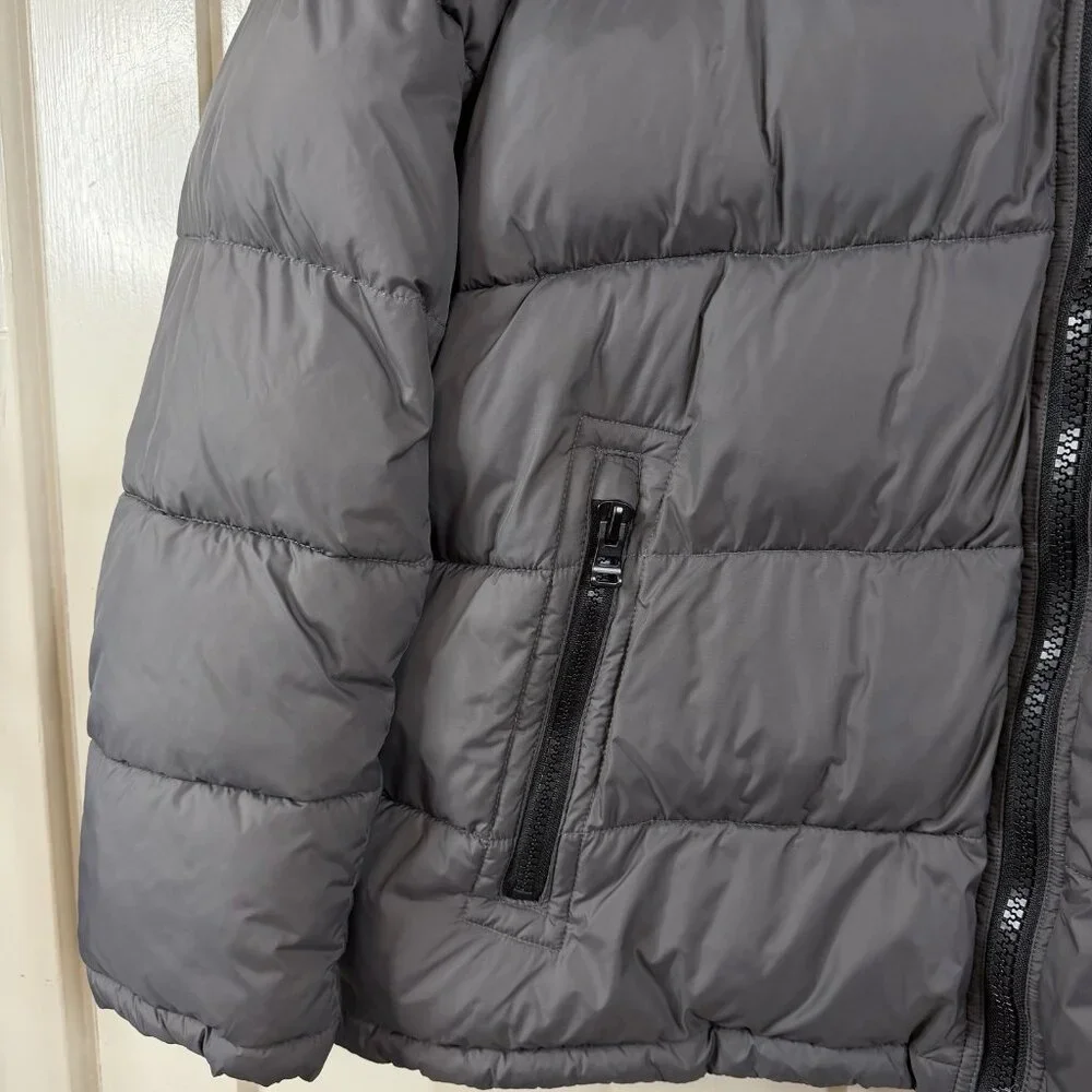 Tommy Hilfiger Puffer Jacket XXL Gray Hooded Quilted Nylon Zip Coat Men’s Winter